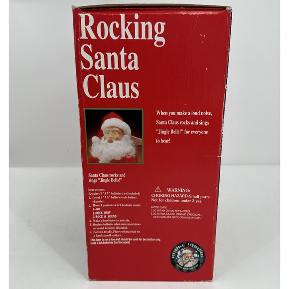 Christmas Santa Claus in Rocking Chair 16" TALL, MUSIC Sings Jingle Bells 1991 - Picture 3 of 13